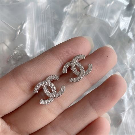 chanel logo earrings price in india|small Chanel diamond earrings.